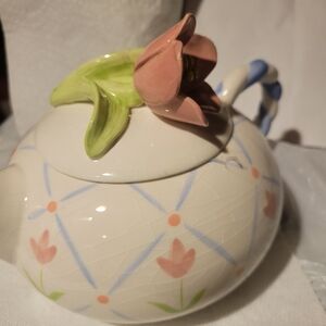 Avon China Floral Teapot with Pink and Green Accents